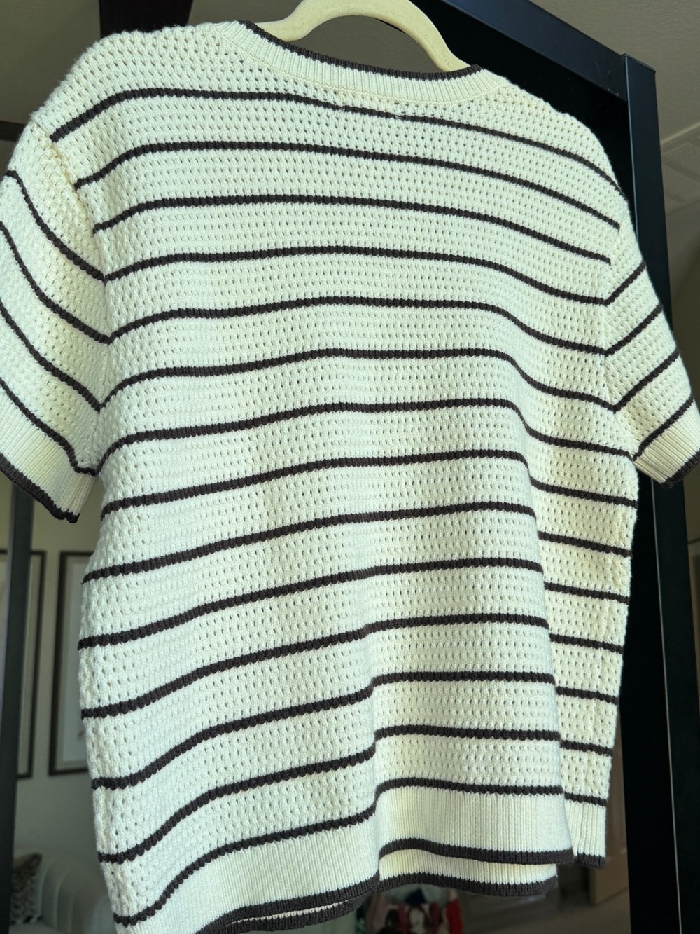 Thread & Supply Women’s Cream Short-Sleeve Striped Knit Shirt - Picture 5 of 5